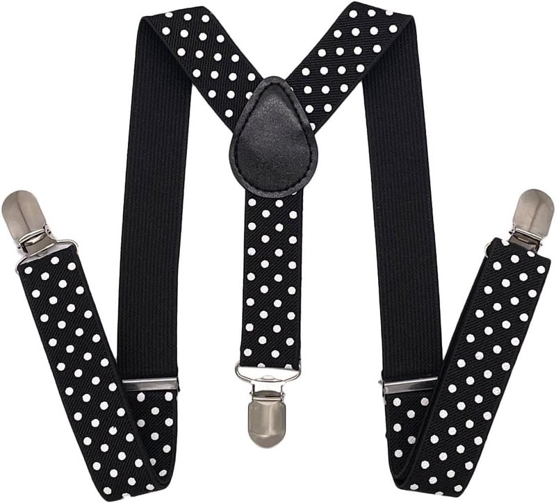 Sun-Trade Child Kids Clip-on Dot Suspenders Elastic Y-Shape Adjustable with Clips and Bow Tie Set for Boys and Girls - Image 3